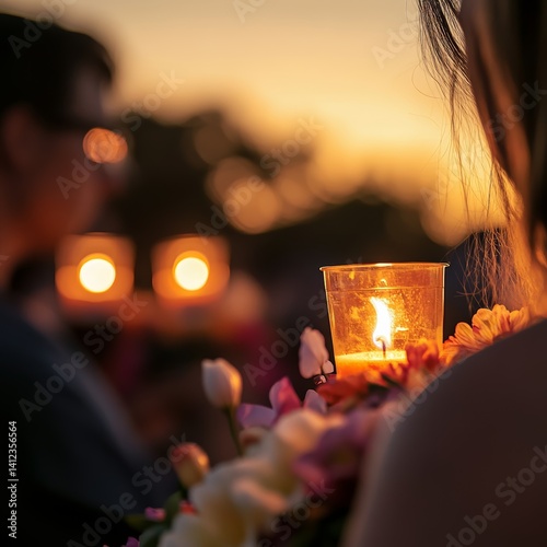 Obraz na płótnie Woman holds a candle in a clear plastic cup w salonie