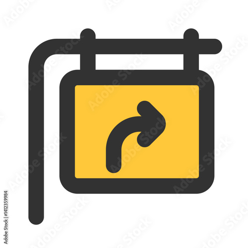 road sign to right icon
