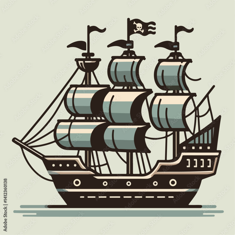 Naklejka premium pirate ship illustration