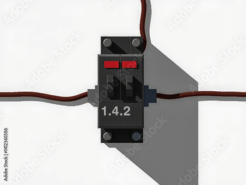 Obraz na płótnie A black box with red switches and the numbers 14 and 2 on it. The box is on a white background w salonie