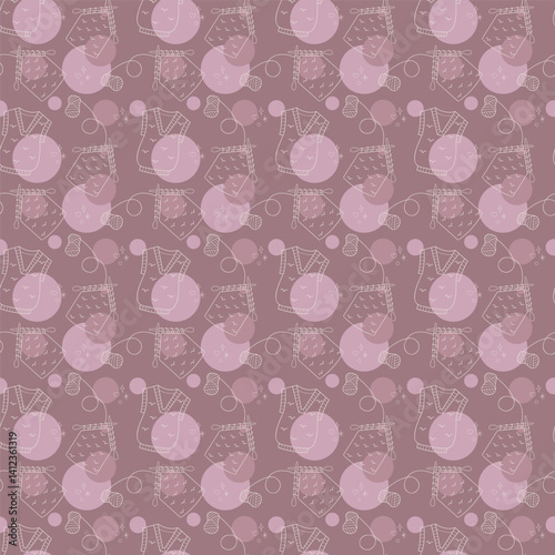Seamless pattern with waistcoat and handcraft knitting color. Illustration for your projects.
