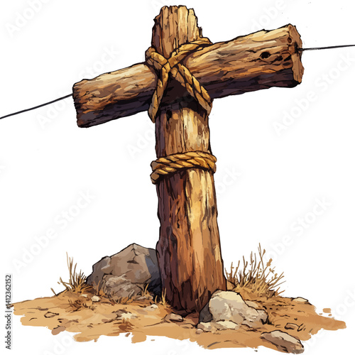 Old wooden power pole 