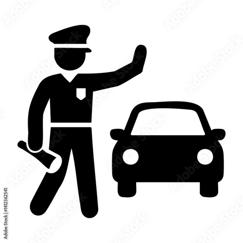 Traffic police officer icon stopping car