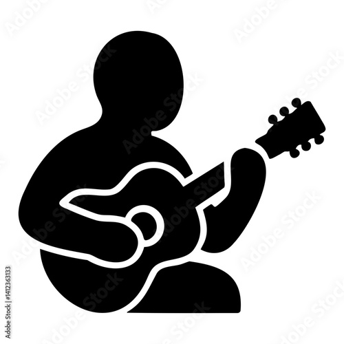 Silhouette icon of person playing acoustic guitar