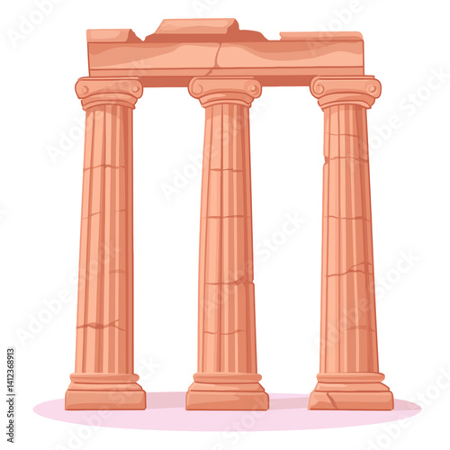 Ancient building isolated white background 