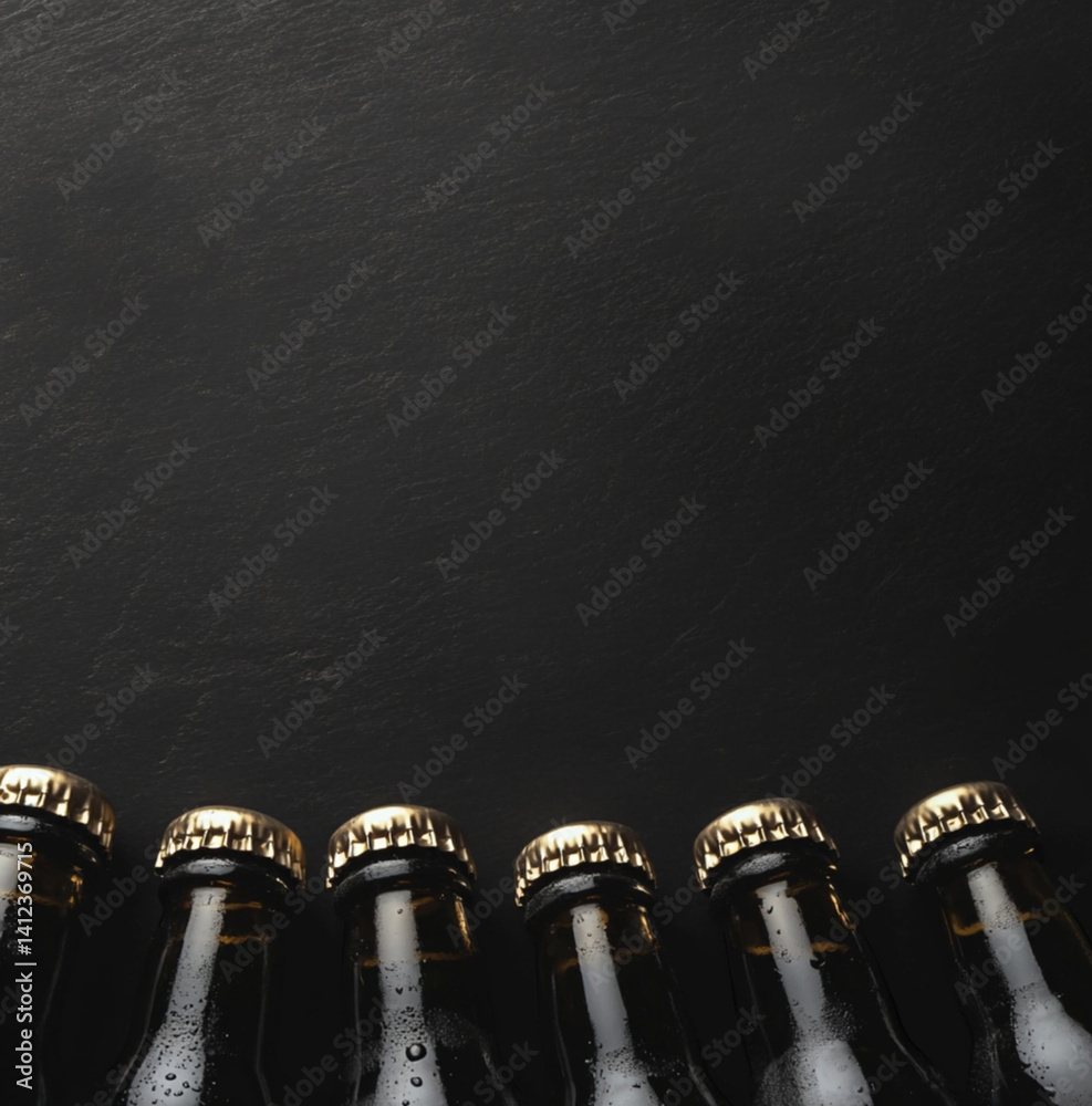 craft brewery webshop background image, bottles black. dark theme