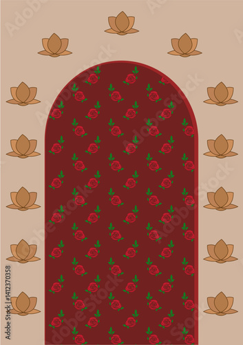 Lotus with rose flower panel vector art