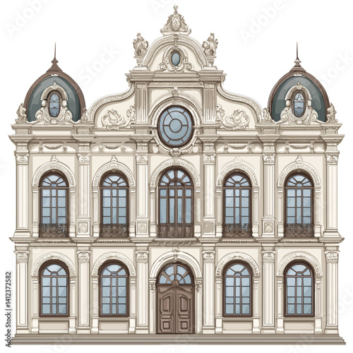 Old building isolated on white 