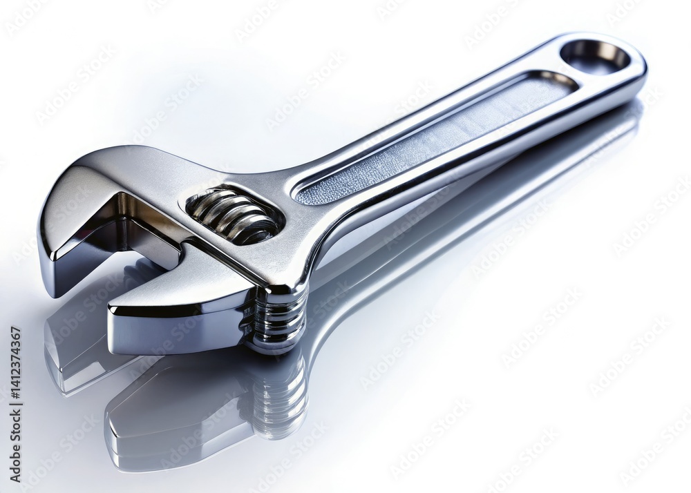 Shiny Metal Wrench, Isolated White Background, Tool Image, Mechanic Repair, Industrial Equipment, Hardware Stock Photo, Close-up Wrench, Silver Wrench, Polished Metal, High-Resolution, Profe Shiny Metal Wrench, Isolated White Background, Tool Image, Mechanic Repair, Industrial Equipment, Hardware Stock Photo, Close-up Wrench, Silver Wrench, Polished Metal, High-Resolution, Profe