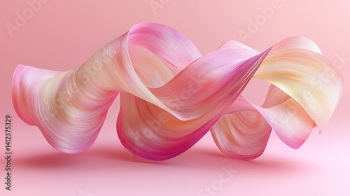 Abstract Pink and Yellow Swirling Ribbon Art