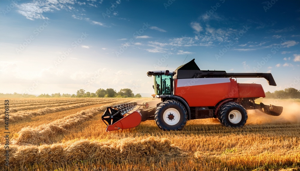 Obraz premium combine harvester on wheat field