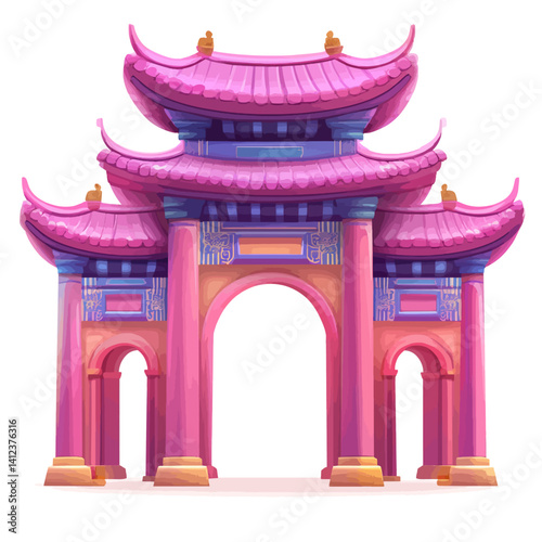 Tori gate on white background 