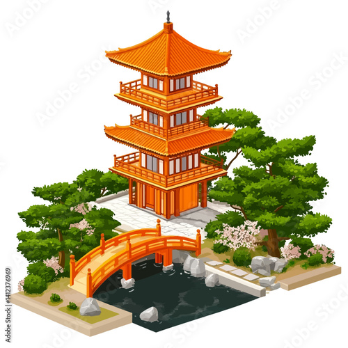 japanese garden and pagoda