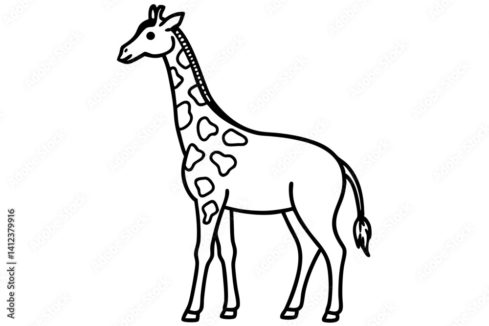 Obraz premium Graceful Giraffe Line Art