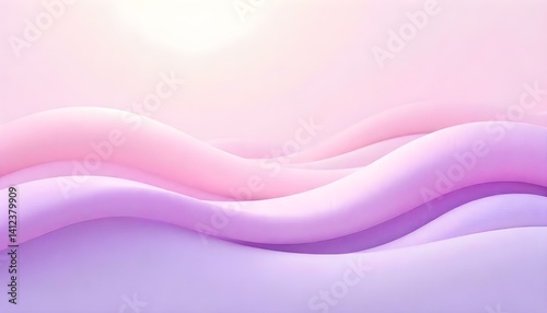 Abstract background with soft pastel curves in shades of pink and purple, 3d rendered.