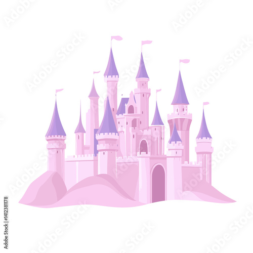 pink castle vector illustration