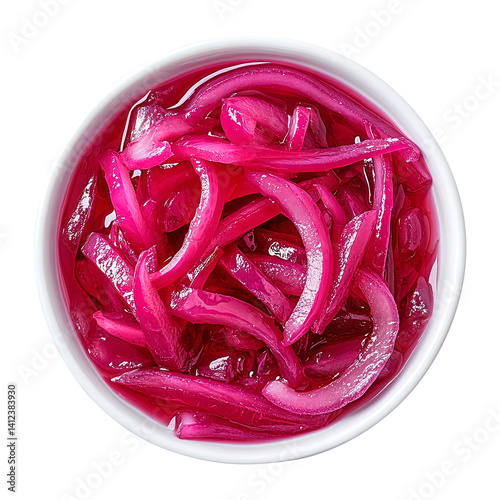 Obraz na płótnie bowl of Pickled red onion top view isolated on transparent white background, clipping path w salonie