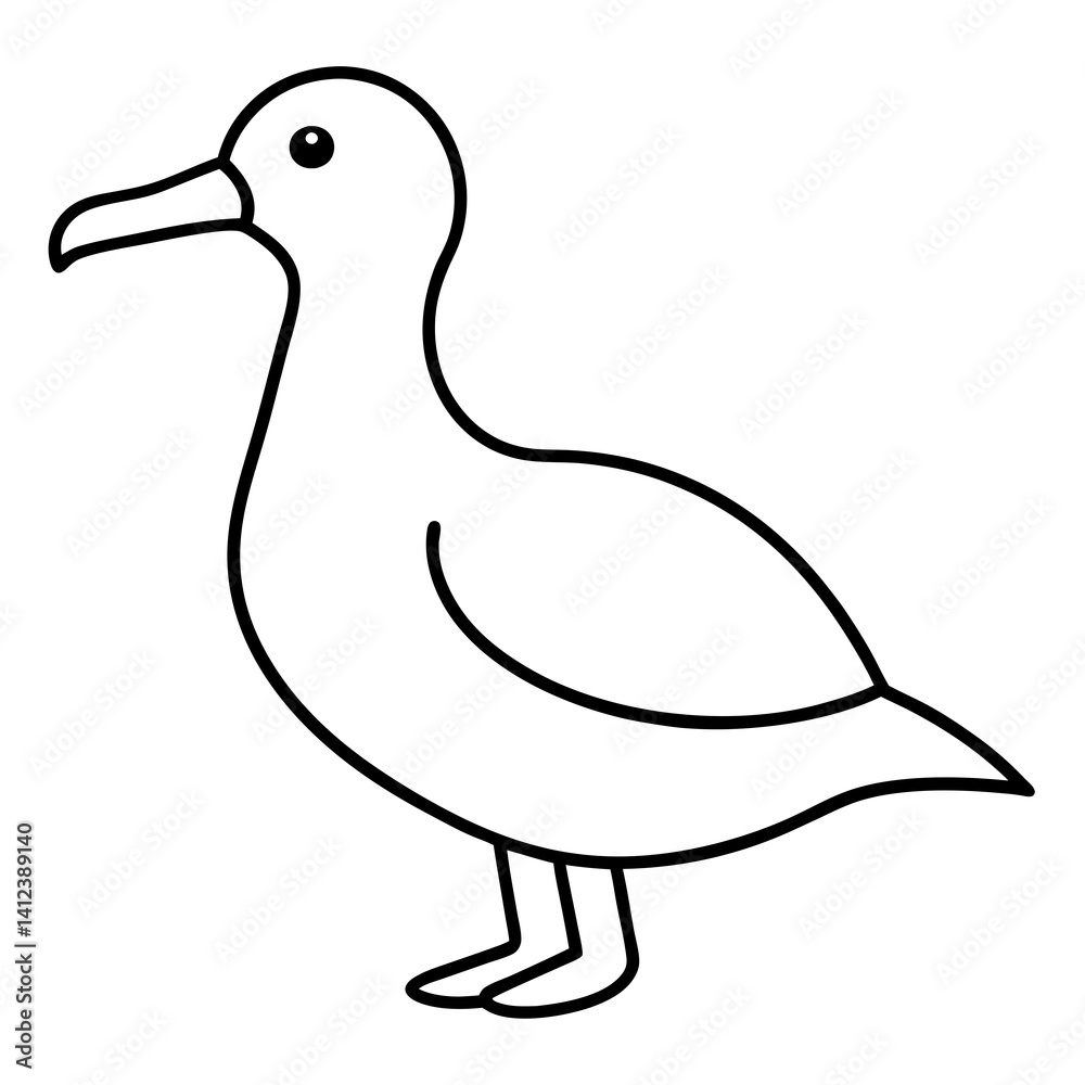 Obraz premium Albatross Flight in Simple Line Art
