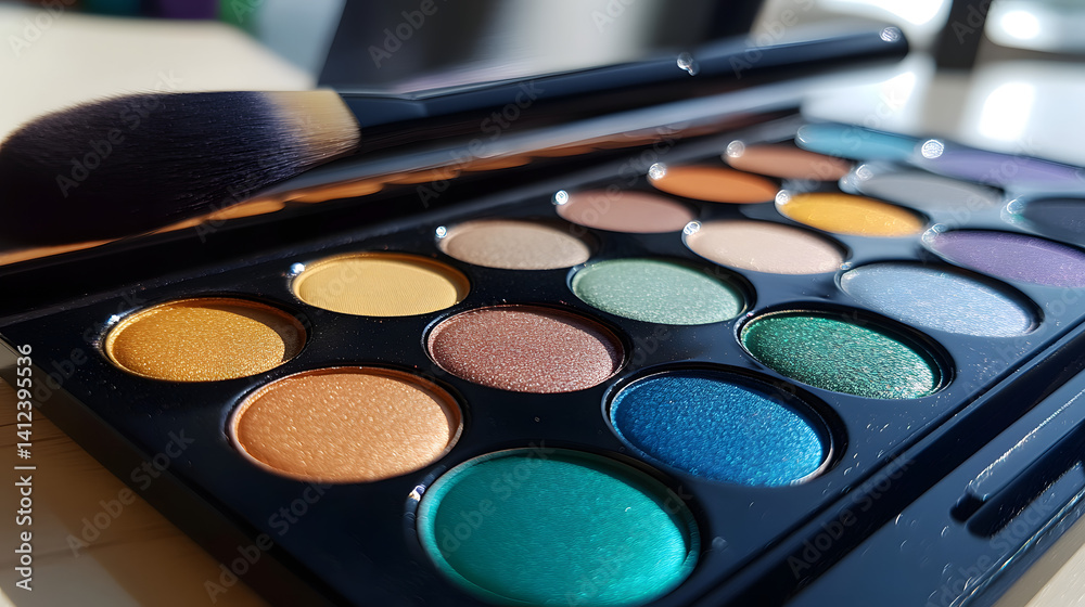 A vibrant makeup palette with various colorful shades, showcasing a blend of warm and cool tones, perfect for creative looks. A vibrant makeup palette with various colorful shades, showcasing a blend of warm and cool tones, perfect for creative looks.