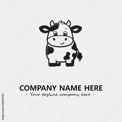 Cow illustration black and white for logo company vector image

