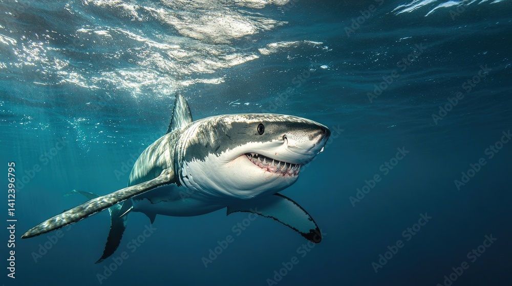 Fototapeta premium Great white shark underwater view