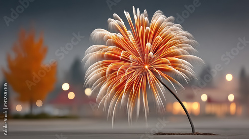 stunning display of vibrant colors resembling flower, illuminated against soft, blurred background. scene captures essence of creativity and beauty in nature