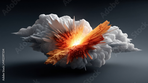 artistic interpretation of explosion featuring vibrant colors and dynamic shapes, creating dramatic visual impact that evokes sense of energy and movement