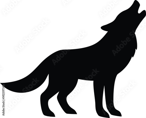 wolf howling silhouette