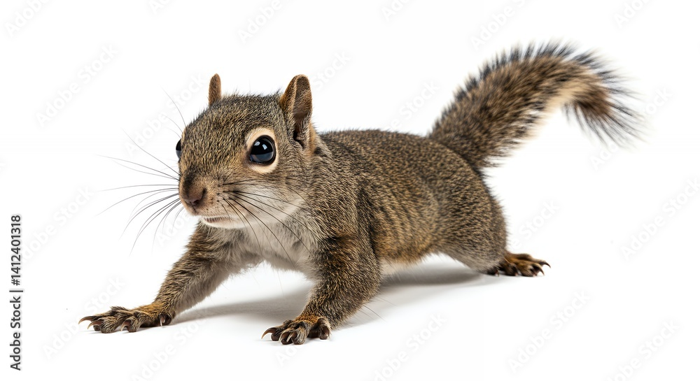 Obraz premium Gray squirrel portrait against white background