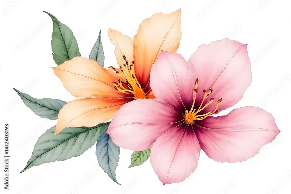 Marguerite watercolor pattern, beautiful and bright