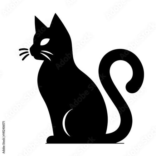 Wallpaper Mural Black and white vector silhouette of a cat on white background
 Torontodigital.ca