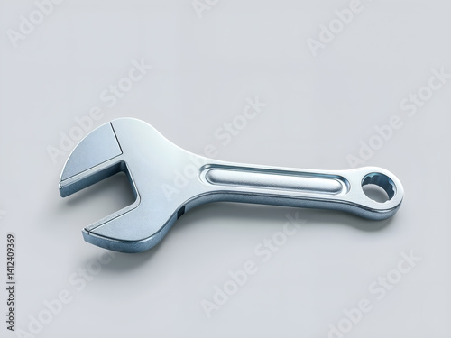 Obraz na płótnie Shiny 3D wrench tool in metallic finish, ideal for mechanic or construction visuals. Generative AI w salonie