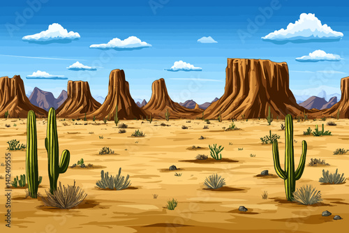 Desert with big rocks landscape 
