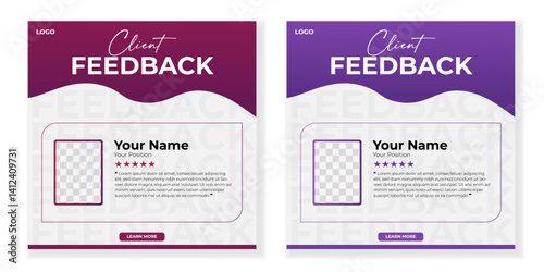 Creative client testimonial design. Clean and unique client review or rating template