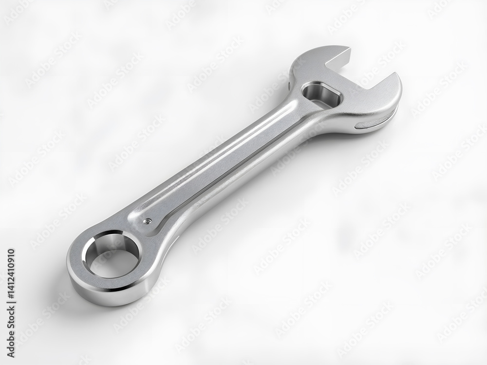 Shiny wrench tool in metallic finish, ideal for mechanic or construction visuals. Generative AI