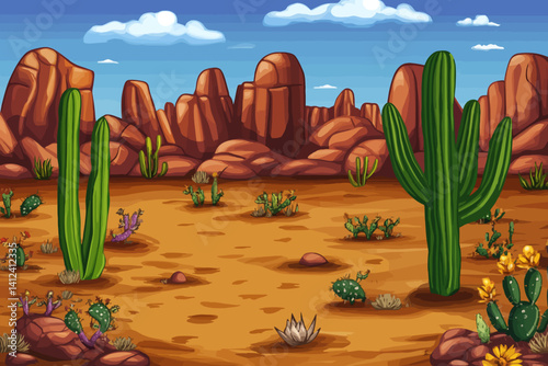 Desert with big rocks illustration 