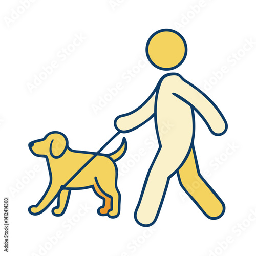 Person with guide dog icon in yellow and blue