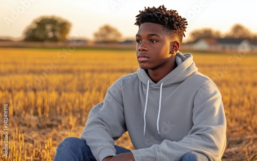 A Thoughtful Teenager in a Golden Field