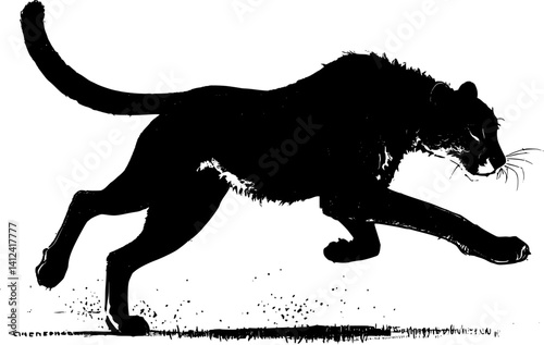 black silhouette of a cheetah