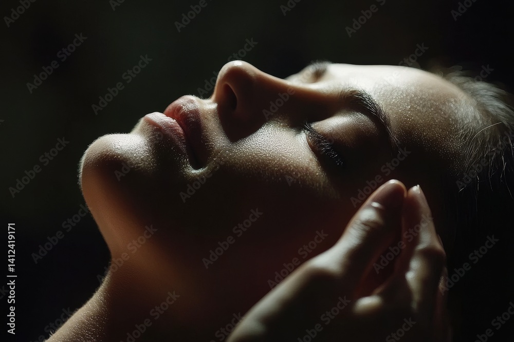 Naklejka premium A spa salon is where a young woman goes to receive a calming and relaxing facial massage treatment