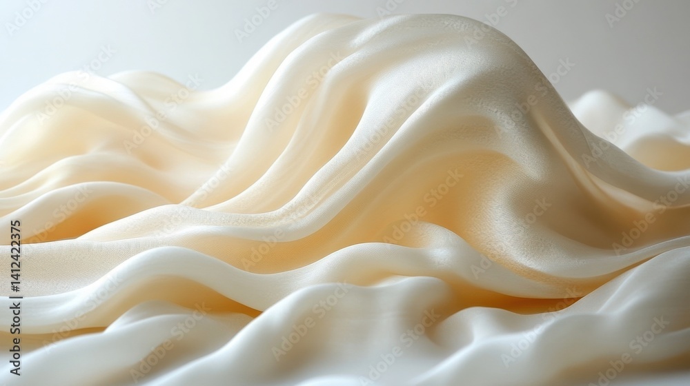 Fototapeta premium Abstract Cream Colored Fabric Wave Forms with Subtle Light and Texture
