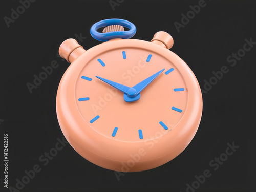 Obraz na płótnie Vintage 3D stopwatch icon with blue top, great for tracking time and speed. Generative AI w salonie