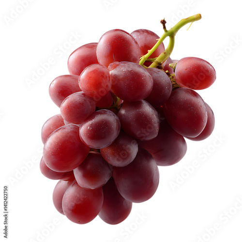 A bunch of fresh red grapes with water droplets on black background
