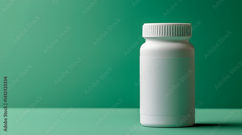 White Supplement Bottle Mockup on Simple Background