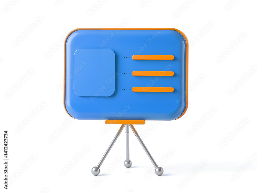 Clean 3D presentation board icon, symbolizing business plans or visual strategies. Generative AI