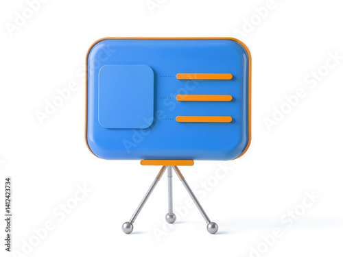 Clean 3D presentation board icon, symbolizing business plans or visual strategies. Generative AI