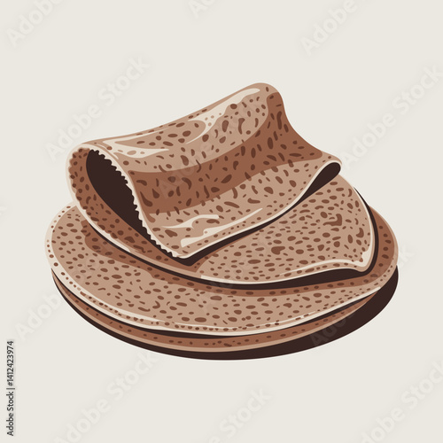 Injera Ethiopian Flatbread Vector Illustration