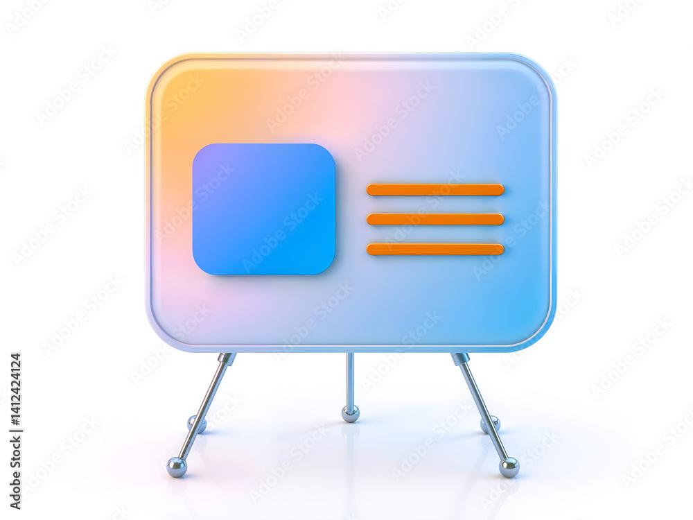 Clean 3D presentation board icon, symbolizing business plans or visual strategies. Generative AI