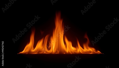 flames rising in slow motion on black background, high contrast lighting