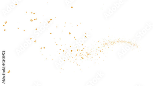 光り輝く金の粒子が飛び散るイラスト　背景透過	